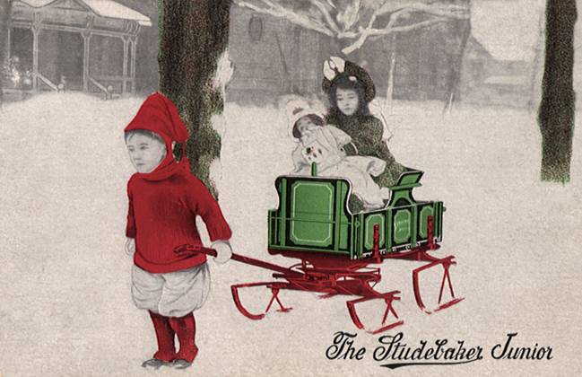 RECORD DATE NOT STATED Boy carrying Girl on Sled Boy carrying Girl on Sled Date: 1910  Copyright: Copyrightx(c)Geminix2023.xCredit:xGemini 12951932