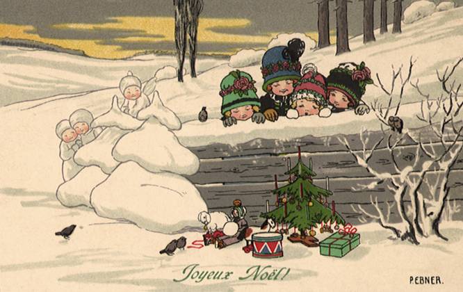 RECORD DATE NOT STATED Children in Snow looking at Toys Children in Snow looking at Toys Date: 1910  Copyright: Copyrightx(c)Geminix2023.xCredit:xGemini 12951987