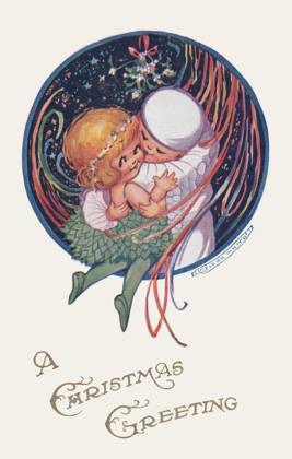 RECORD DATE NOT STATED Pierrot and Columbine on a Christmas card Pierrot and Columbine on a Christmas card. Artist: Flora White Date: circa 1910  Copyright: Copyrightx(c)Geminix2023.xCredit:xGemini 13136984