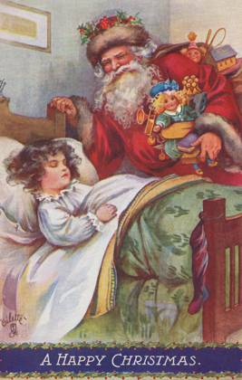 RECORD DATE NOT STATED Santa brings gifts to sleeping girl Santa bringing gifts to the bedside while a young girl sleeps. Artist: Ada Leonora Bowley. Date: circa 1910  Copyright: Copyrightx(c)Geminix2023.xCredit:xGemini 13140605