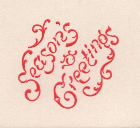 RECORD DATE NOT STATED Christmas Lettering Seasons Greetings . Edwardian lettering taken from a contemporary greeting card Date: 1910  Copyright: Copyrightx(c)Geminix2023.xCredit:xGemini 14021345