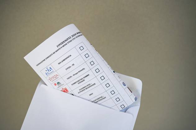 Greece introduces postal voting in EU elections for the first time A view of a postal ballot inside an envelope for the upcoming EU elections. About 200,000 Greeks residing in Greece and 127 countries abroad have registered for postal voting which is being implemented for the first time in an election in Greece. Athens Greece Copyright: DimitrisxAspiotis