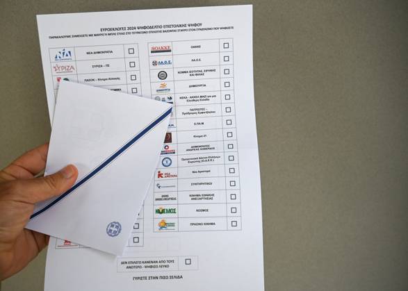 Greece introduces postal voting in EU elections for the first time A voter holds a postal ballot and an envelope for the upcoming EU elections. About 200,000 Greeks residing in Greece and 127 countries abroad have registered for postal voting which is being implemented for the first time in an election in Greece. Athens Greece Copyright: DimitrisxAspiotis