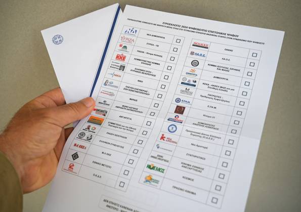 Greece introduces postal voting in EU elections for the first time A voter holds a postal ballot and an envelope for the upcoming EU elections. About 200,000 Greeks residing in Greece and 127 countries abroad have registered for postal voting which is being implemented for the first time in an election in Greece. Athens Greece Copyright: DimitrisxAspiotis