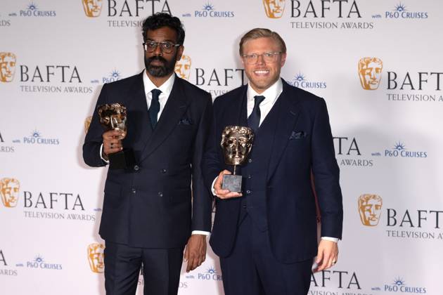 Romesh Ranganathan and Rob Beckett attends the BAFTA Television Awards with P&O Cruises, at the Royal Festival Hall in London, England. UK. Sunday 12th May 2024 - Copyright: xJamesxWarrenx FP_BAFTA_TV_Awards_Press_Room_009