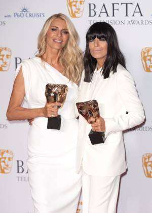 Tess Daly and Claudia Winkleman attends the BAFTA Television Awards with P&O Cruises, at the Royal Festival Hall in London, England. UK. Sunday 12th May 2024 - Copyright: xJamesxWarrenx FP_BAFTA_TV_Awards_Press_Room_022