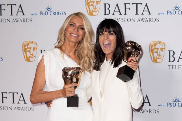 Tess Daly and Claudia Winkleman attends the BAFTA Television Awards with P&O Cruises, at the Royal Festival Hall in London, England. UK. Sunday 12th May 2024 - Copyright: xJamesxWarrenx FP_BAFTA_TV_Awards_Press_Room_024