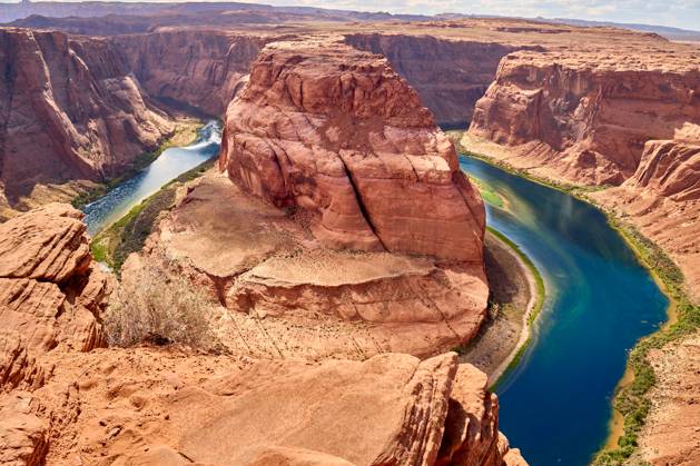 Page, Arizona, United States of America - June 7, 2024: View over the famous Horseshoe Bend a horseshoe-shaped bend of the Colorado River, located near the town of Page in the state of Arizona, USA