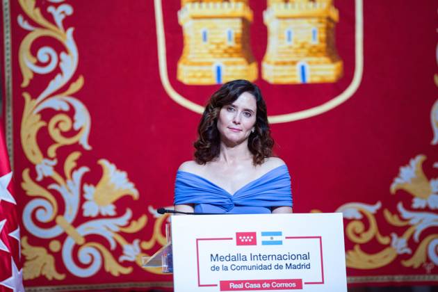 Javier Milei president of Argentina visits Madrid, Spain - 21 Jun 2024 Isabel Diaz Ayuso, president of the Community of Madrid seen during the ceremony to award Javier Milei, president of Argentina with the International Medal of the Community of Madrid, at the Real Casa de Correos. The Argentine president Javier Milei traveled to Spain personally to receive the International medal from the Community of Madrid and receive the award from the Juan de Mariana association at the Freedom Dinner . Madrid Spain Copyright: xLuisxSotox xSOPAxImagesx LSOTOJM08