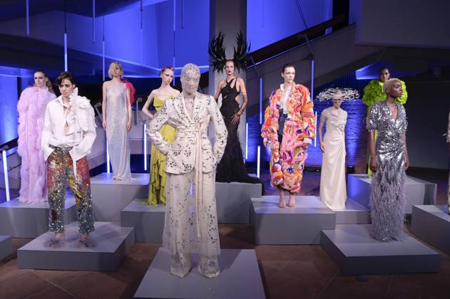 Models at the Dawid Tomaszewski presentation and exhibition opening Excess In Elegance at the Berlin Fashion Week S S 2025 at the Kunstgewerbemuseum Berlin, 03 07 2024 Foto:xF.xKernx xFuturexImagex tomaszewski_4799