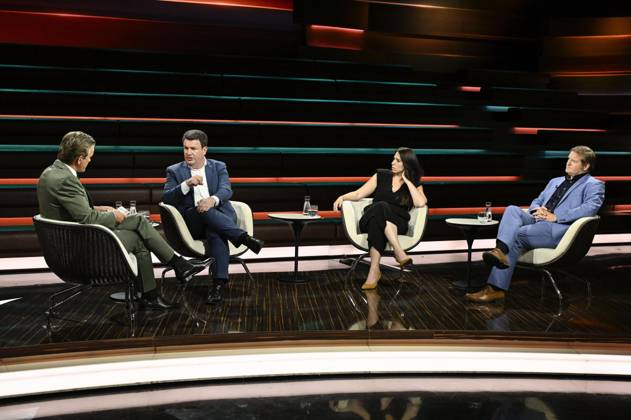 Talk round at Markus Lanz , ZDF 07 24 her Markus Lanz, Hubertus Heil, Melis Sekmen and Michael Bröcker v li on July 16, 2024 i