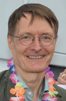 Politician Karl Lauterbach SPD , Federal Minister of Health as a participant in the Christopher Street Day CSD in Cologne Over 200 groups of lesbians and gays took part in the parade with this years motto For Human Rights - Many Together Strong They demonstrated for more social acceptance and legal equality for gays, lesbians, transgender a