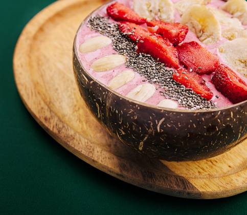 Strawberry smoothie bowl with chia seeds Strawberry smoothie bowl with chia seeds Copyright: xZoonar.com AntonxDobreax 22011241