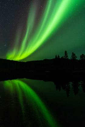 Northern Lights Aurora Borealis mirrors itself in a See, Rago National Park, Nordland, Norway, McPGUN McP Gun 2025 000174 McPGUN