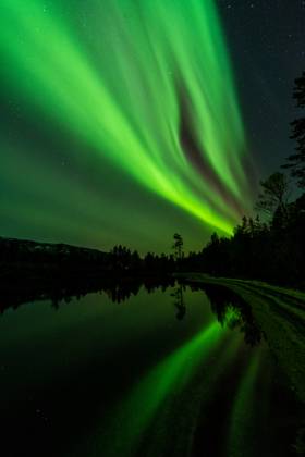 Northern Lights Aurora Borealis mirrors itself in a See, Rago National Park, Nordland, Norway, McPGUN McP Gun 2025 000177 McPGUN