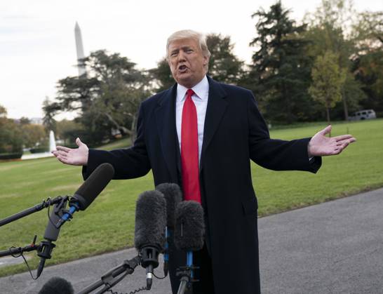 President Donald Trump departs The White House to attend a political event in Florida United States President Donald J. Trump speaks to the media as he departs The White House in Washington, DC, to attend a political event in Florida, October 31, 2018. Photo Credit: Chris Kleponis CNP AdMedia Washington District of Columbia United States of America EDITORIAL USE ONLY Copyright: xx ChrisxKleponisx admphotostwo539151