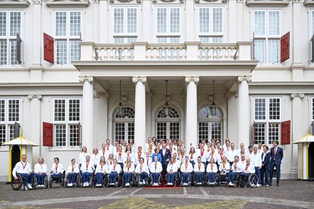 Den Haag, The Netherlands, 2024-09-10 15:42:02 THE HAGUE, 10-09-2024, Noordeinde Palace King Willem Alexander and Princess Margriet of the Netherlands will receive the Dutch medal winners of the 2024 Summer Paralympic Games in Paris at Noordeinde Palace in The Hague on Tuesday afternoon, September 10. PHOTO: NLBeeld Patrick van Emst Credit: NL Beeld Patrick van Emst Copyright: xx x