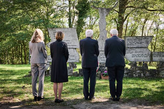 Italy, Federal President Steinmeier travels to the commemoration of the 80th anniversary of the Monte Sole massacre After the wreath-laying ceremony in the ruins of St. Martins Church on 29 Septembe
