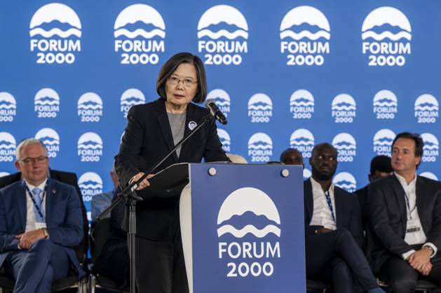 Taiwan s former President Tsai Ing-wen addressed the opening panel of 28th conference Forum 2000 in Prague Congress Centre, Prague 4, Czech Republic, on October 14, 2024. (CTKxPhoto OndrejxDeml) CTKPhotoP2024101402786  CTKPhotoP2024101402786