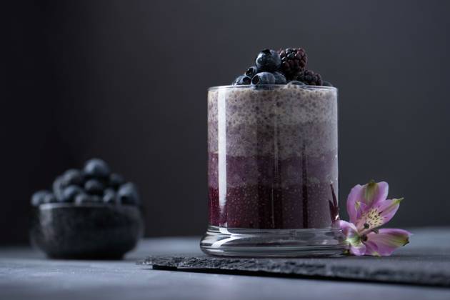 Berry chia pudding in purples Napa, California, United States CR_HOOX241012C-1517129-01