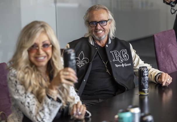 Carmen and husband Robert Geiss launch of Scull liquid , the Geiss familys new water brand with Rober Carmen Davina and Shania Geiss at the Orterer Group headquarters in Unterschleissheim Date 21 10 2024