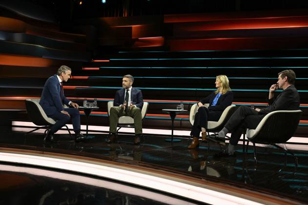 Talk show on Markus Lanz , ZDF 11 24 her Markus Lanz, Konstantin Kuhle, Kerstin Münstermann and Gregor Peter Schmitz v li