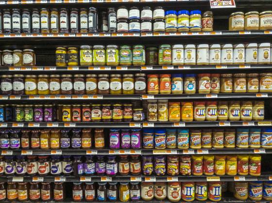 Shopping in New York An assortment of jams and peanut butters in a supermarket in New York on Sunday, December 15, 2024. (  RichardxB.xLevine
