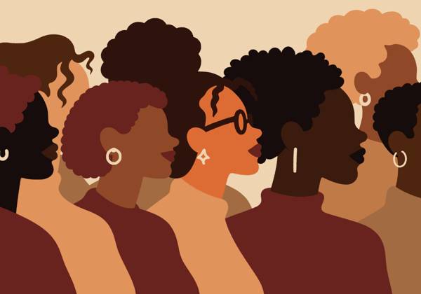 Group of African women against beige background property released, ABSF00791