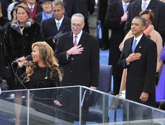 Inauguration for President Barack Obama s second term Beyonce performs the National Anthem at the inauguration ceremonies at the U.S. Capitol, Monday, January 21, 2013. (Mark Gail MCT) WASHINGTON DC USA EDITORIAL USE ONLY Copyright: xx 1133905 MarkxGailx krtphotoslive596257