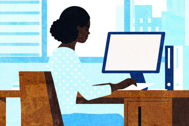 PR_ID25931_10317_IlustraBusiness.jpg A businesswoman sits at a wooden desk in a contemporary office, focused on her work at a computer Natural light illuminates the space filled with urban elements, Property released Model Released AdalbertoRodriguez_ID25931_748606_007 Copyright: xAdalbertoxRodriguezx RECORD DATE NOT STATED