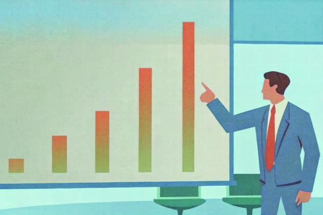 PR_ID25931_10317_IlustraBusiness.jpg A professional addresses an audience in a sleek office, presenting a bar chart that shows significant growth trends The atmosphere is focused and engaged, enhancing corporate strategy discussions, Property released Model Released AdalbertoRodriguez_ID25931_748607_008 Copyright: xAdalbertoxRodriguezx RECORD DATE NOT STATED