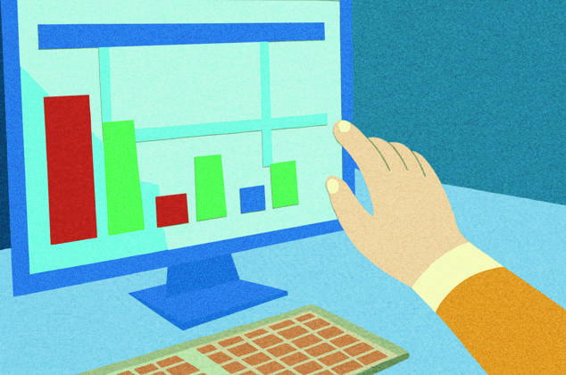 PR_ID25931_10317_IlustraBusiness.jpg A hand interacts with a computer screen displaying colorful bar graphs and line charts, representing data analysis The workspace is simple with a keyboard nearby, indicating business operations, Property released Model Released AdalbertoRodriguez_ID25931_748614_015 Copyright: xAdalbertoxRodriguezx RECORD DATE NOT STATED