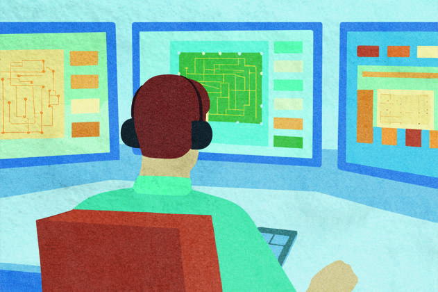 PR_ID25931_10317_IlustraBusiness.jpg A business professional is focused on analyzing data displayed on three monitors The environment is an organized office, emphasizing technology and concentration, Property released Model Released AdalbertoRodriguez_ID25931_748616_017 Copyright: xAdalbertoxRodriguezx RECORD DATE NOT STATED