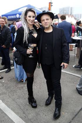 Bruno Kramm, Chairman of the party Pirates, and Lea Frings at Hoffest of Governing Mayor in Berlin, Summer party, Berlin Germany, Germany