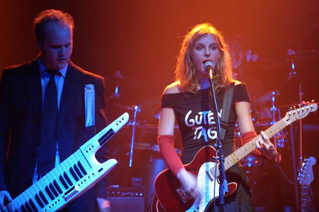 Concert from We are Heroes at Berlin ColumbiaFritz, Music, Pop, Indie, New Wave, NDW, New German Wave, Complaint, Singer Judith Holofernes, 28 06 2003, Open Air, Germany, Germany