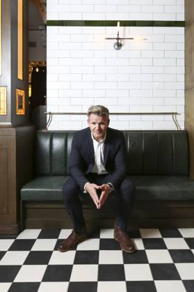 Chef Gordon Ramsay poses for a photograph in the new Bread Street restaurant in Central. 18SEP14 25SEPTEMBER2014 FEATURE 1 48HRS HONG KONG - CHINA EDITORIAL USE ONLY  Copyright: xx MPID45591787 JonathanxWongx scmpphotos791130