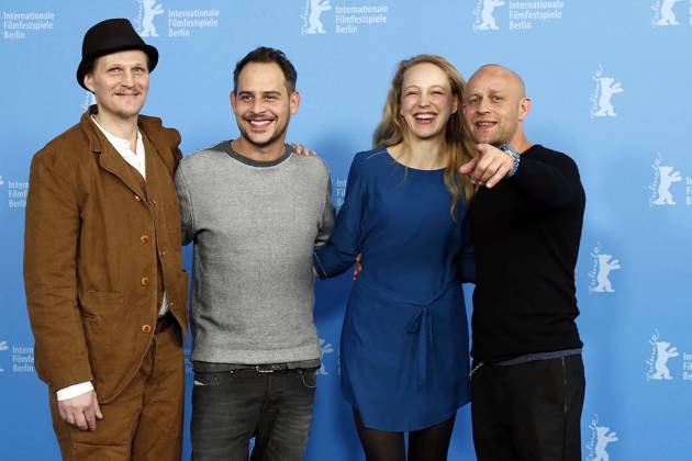 Juergen Bird, Moritz Bleibtreu, Petra Schmidt Schaller and Georg Friedrich Actors to Photo Call to Film Stereo on 08 02 14 64 International Film Festival from 06 02 16 02 2014 Berlin Germany