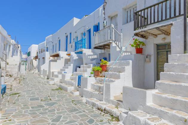 View of Kastro, Chora village oldest settlement, Chora, Folegandros Island, Cyclades Islands, Greek Islands, Greece, Europe Copyright: MarcoxSimoni 718-3172
