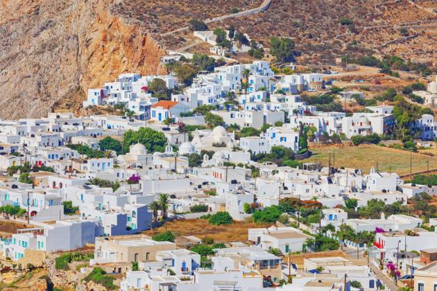 View of Chora village, Chora, Folegandros Island, Cyclades Islands, Greek Islands, Greece, Europe Copyright: MarcoxSimoni 718-3174