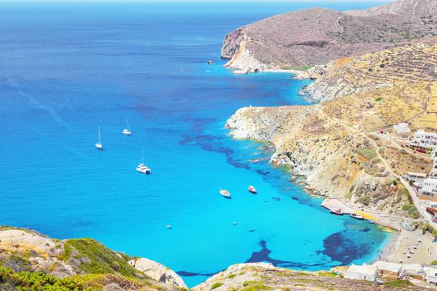 Agali bay, top view, Agali, Folegandros Island, Cyclades Islands, Greek Islands, Greece, Europe Copyright: MarcoxSimoni 718-3192