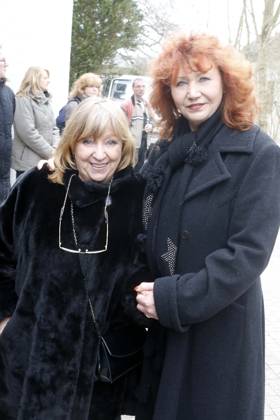 Funeral service for Reinhard Lakomy in Berlin, with Angelika Man and Regina Thoss, Berlin Germany, Germany