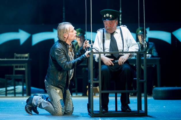 John Krisch as Liliom, Martin Seifert as Police officer, Photo sample from Liliom at Berlin Ensemble staged from Mona Kraushaar on 22 5 2012 in Berlin, Berlin germany, Germany