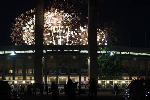 Pyronale 2011, Fireworks Championship at the Maifeld on Berlin Olympic Stadium, Berlin Germany, Germany