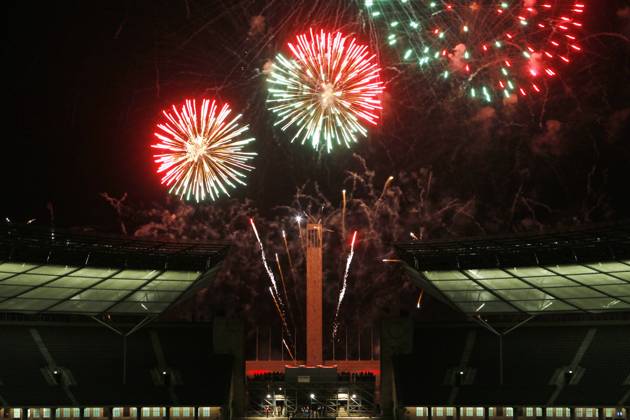 Pyronale 2011, Fireworks Championship at the Maifeld on Berlin Olympic Stadium, Berlin Germany, Germany