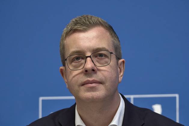 Stefan Evers Mayor and Senator for Finances at the Senatspressekonferenz to a Year Great Coalition in Berlin Berlin Germany, Germany