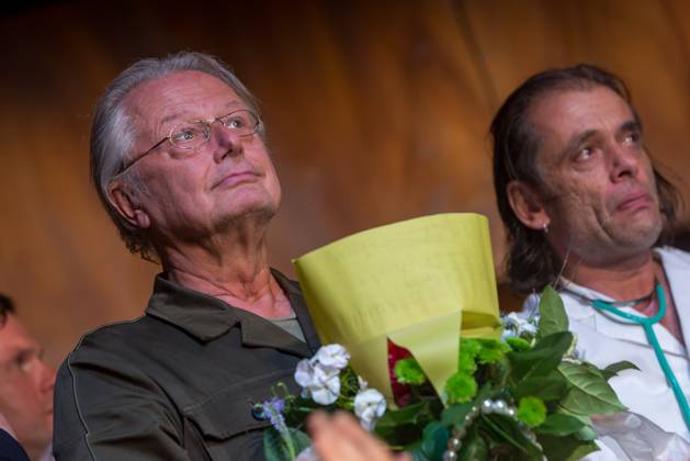 Final applause with Frank Castorf in the volksbuehne on Pink Luxembourg Place in Berlin Berlin Germany, Germany
