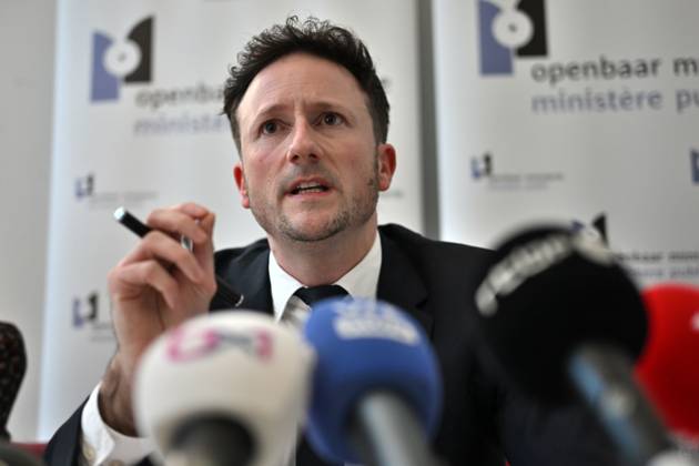 Brussels King s Prosecutor Julien Moinil pictured during a press conference by the Brussels public prosecutor s office following the shootings of the past three days, in Brussels, . During the meeting, the Brussels Public Prosecutor, accompanied by the Public Prosecutor and police representatives, will report on the progress of the cases concerned, as well as on the problem of drug-related violence.  ERICxLALMAND 111926409
