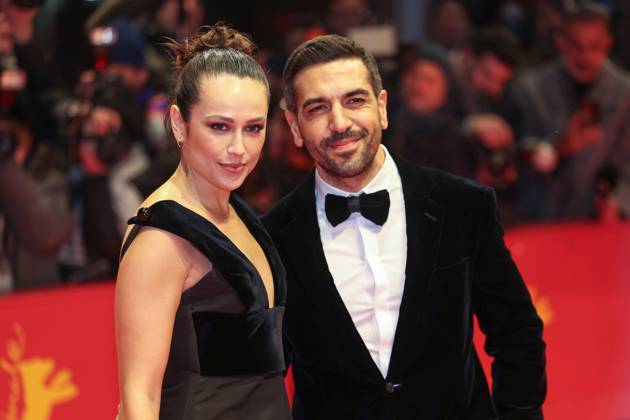 February 13, 2025, Berlin, Brandenburg, Germany: The 75th Berlinale Film Festival is taking place in Berlin from 13 to 23 February 2025. Elyas MBarek and Jessica Riso attend the The Light premiere and Opening ceremony red carpet during the 75th Berlinale film festival. Berlin Germany - ZUMAt227 20250213_zip_t227_018 Copyright: xMarinaxTakimotox