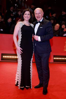 13 02 2025, Katharina Guenther Wuensch, Kai Wegner, Governing Mayor, at the opening of the 75th Berlinale, Berlin International Film Festival, Red Carpet, Berlin Germany, Germany