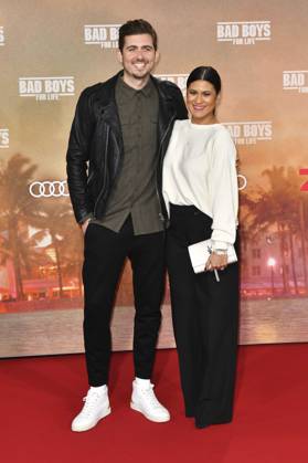 Steffi Brungs and Man Christian Wackert to Guest at the Red Carpet at Bathroom Boys for Life Europe Cinema Film Premiere at Zoo Palace in Berlin on Tuesday 07 01 2020 in Berlin Berlin Germany